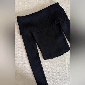 Black Ribbed Off-Shoulder Top by & Other Stories